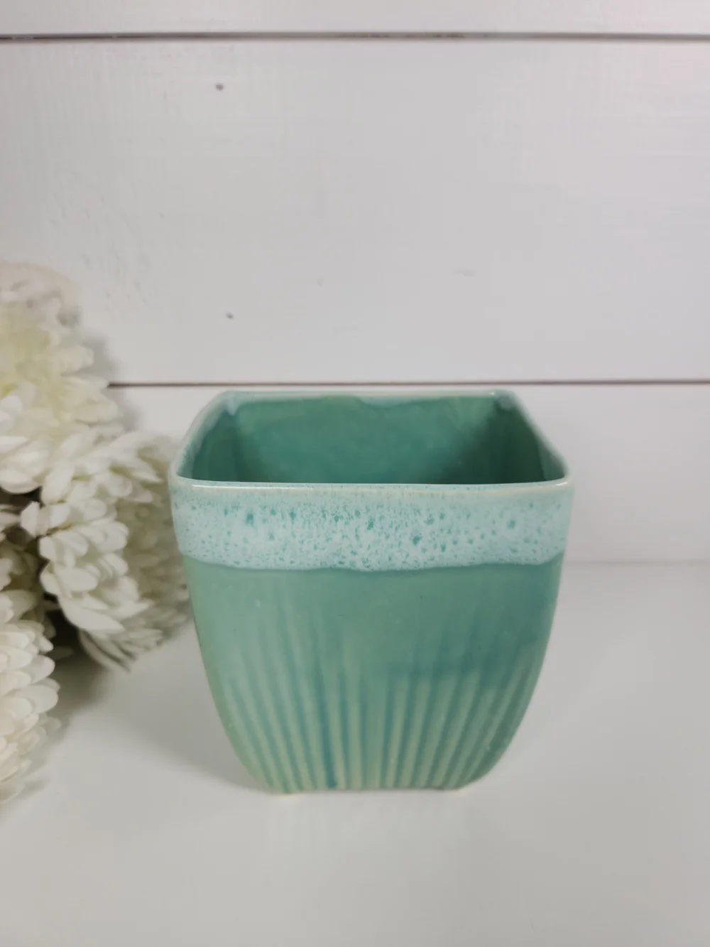 Vintage Upco USA 34 Seafoam Green Pottery Vase | Mid Century Planter | Retro